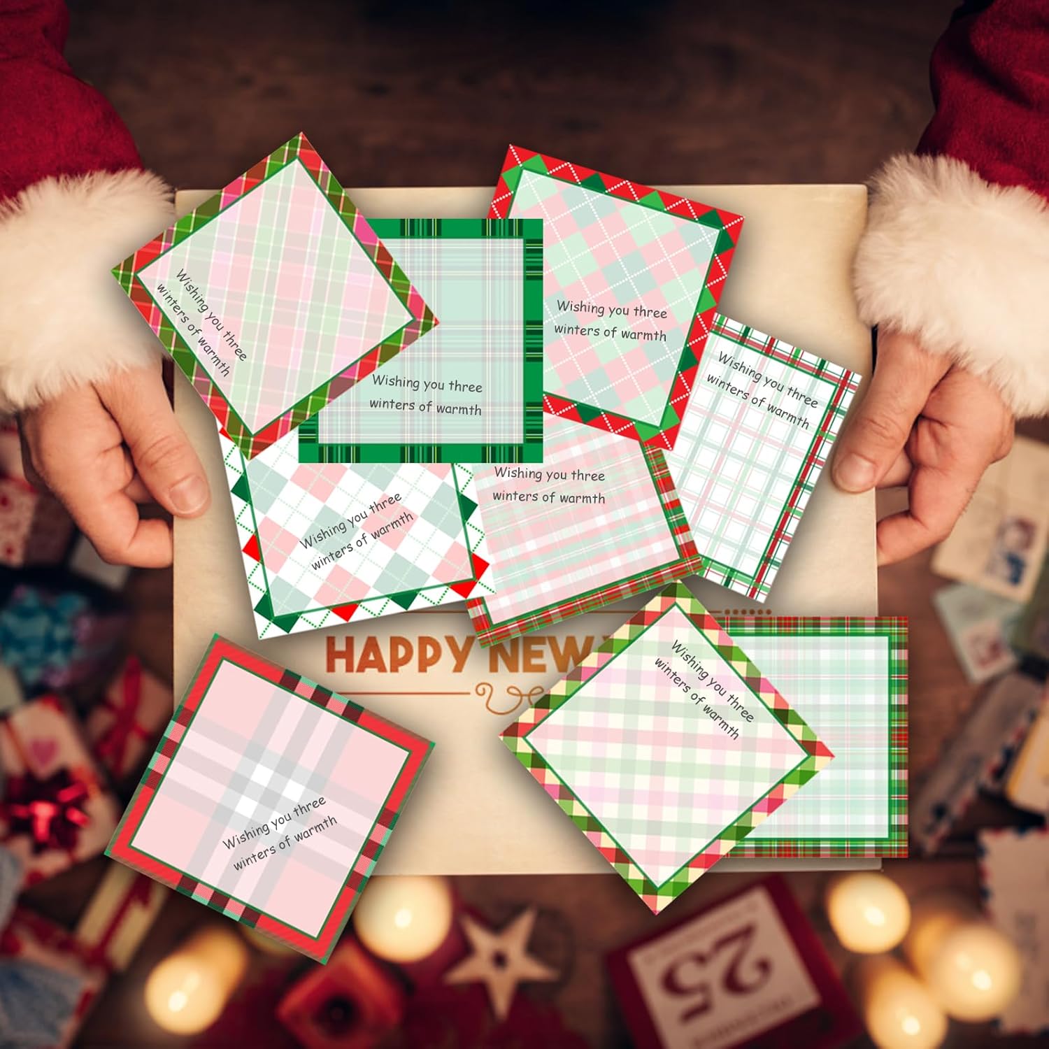 9 notas adhesivas a cuadros de Navidad, diseño de cuadros de Navidad, bloc de notas autoadhesivas, notas adhesivas vintage para escuela, oficina,