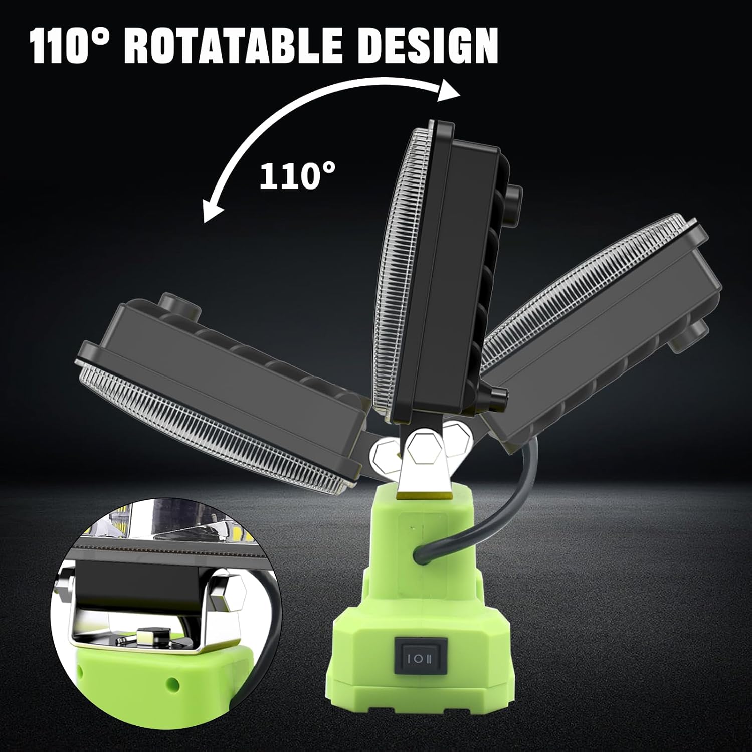 Luces de trabajo LED inalámbricas de 6000 lm de 38 W, compatibles con batería Ryobi de 18 V20 V, linterna portátil súper brillante, luz de