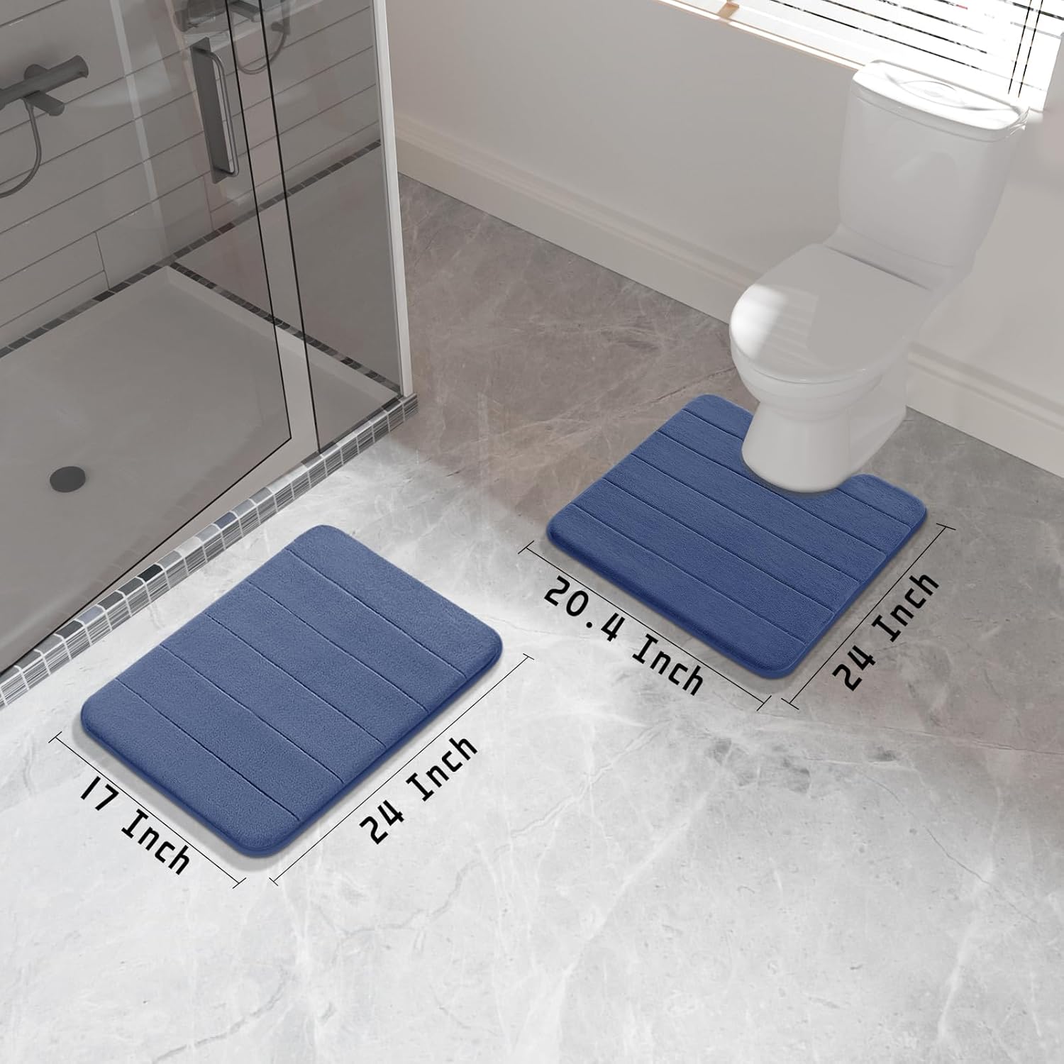 Yimobra – Juego de 2 alfombras de baño de espuma viscoelástica, en forma de U para inodoro, absorción de agua, antideslizantes, gruesas, secado