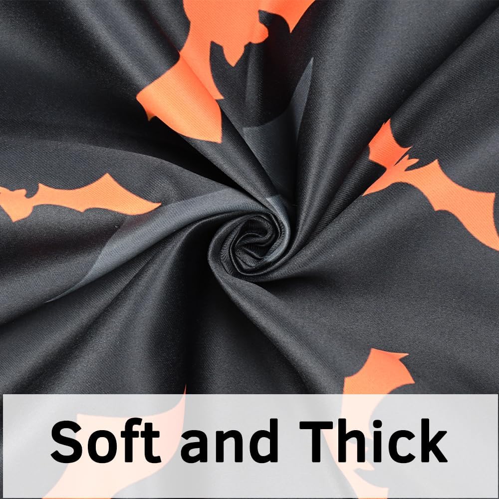 Renaiss Cortinas opacas de murciélagos voladores naranja y negro, con aislamiento térmico, para dormitorio, para niños, Halloween, con ojales, para