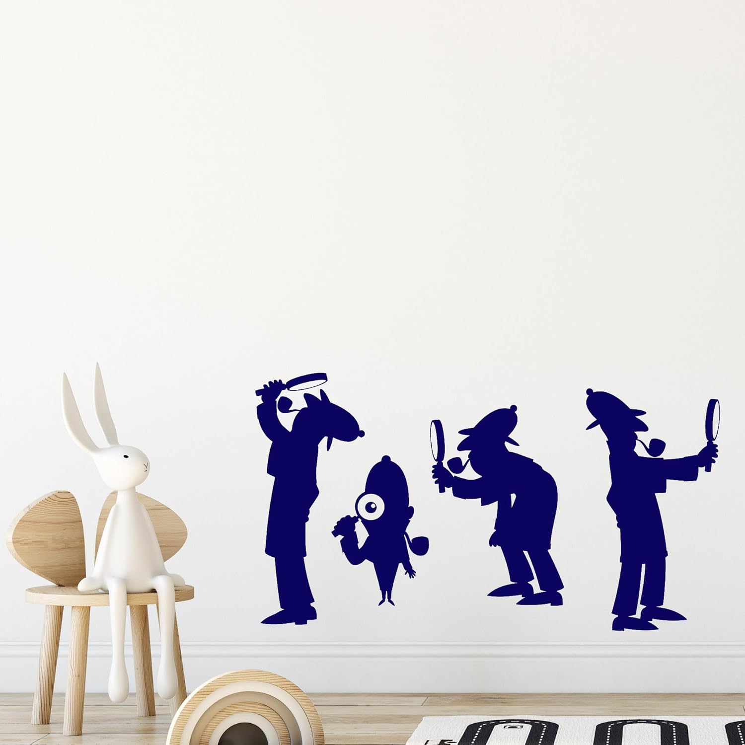 Adhesivos de vinilo para pared, diseño de agente detective, Sherlock Holmes, decoración grande (896ig) (L 25.72 x 45 pulgadas, negro)