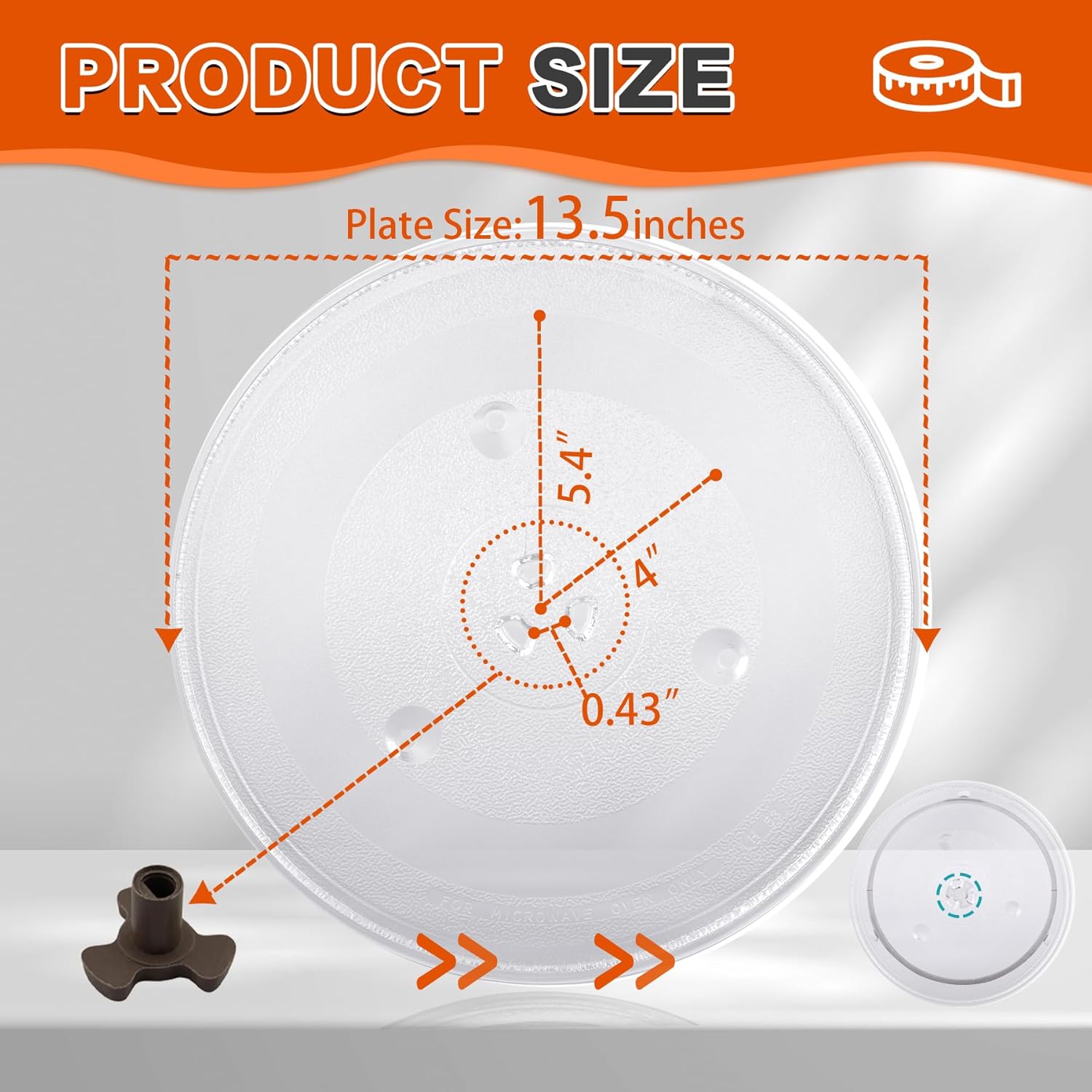 Placa de vidrio para microondas de 13.5 pulgadas  placa giratoria de vidrio para microondas de la marca, bandeja de vidrio para microondas, placa de