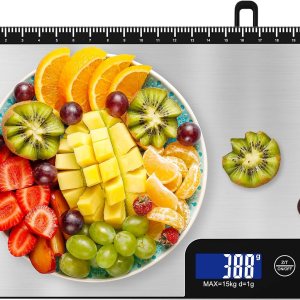 Báscula digital de cocina de 33 libras, área de pesaje grande, báscula electrónica profesional de alimentos, báscula doméstica de acero inoxidable, Báscula digital de cocina de 33 libras, área de pesaje grande, báscula electrónica profesional de alimentos, báscula doméstica de acero inoxidable,