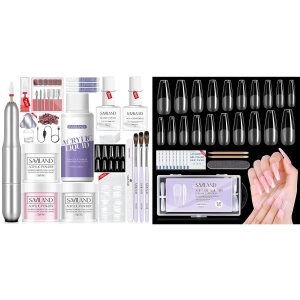 Saviland Kit de uñas acrílicas con taladro y pegamento para uñas, 3 colores de polvo acrílico y líquido, juego de pinceles de uñas acrílicas, juego Saviland Kit de uñas acrílicas con taladro y pegamento para uñas, 3 colores de polvo acrílico y líquido, juego de pinceles de uñas acrílicas, juego