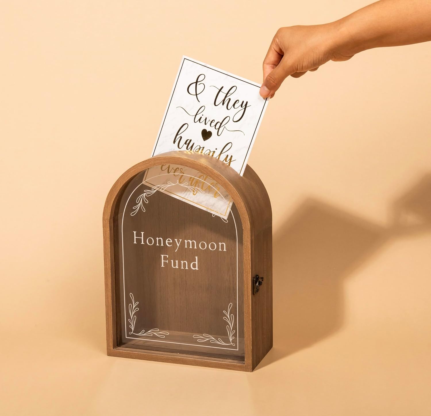 Caja rústica con forma de puerta de luna de miel con puerta, para tarjetas y regalos en bodas, eventos de bebés y novias, y fiestas