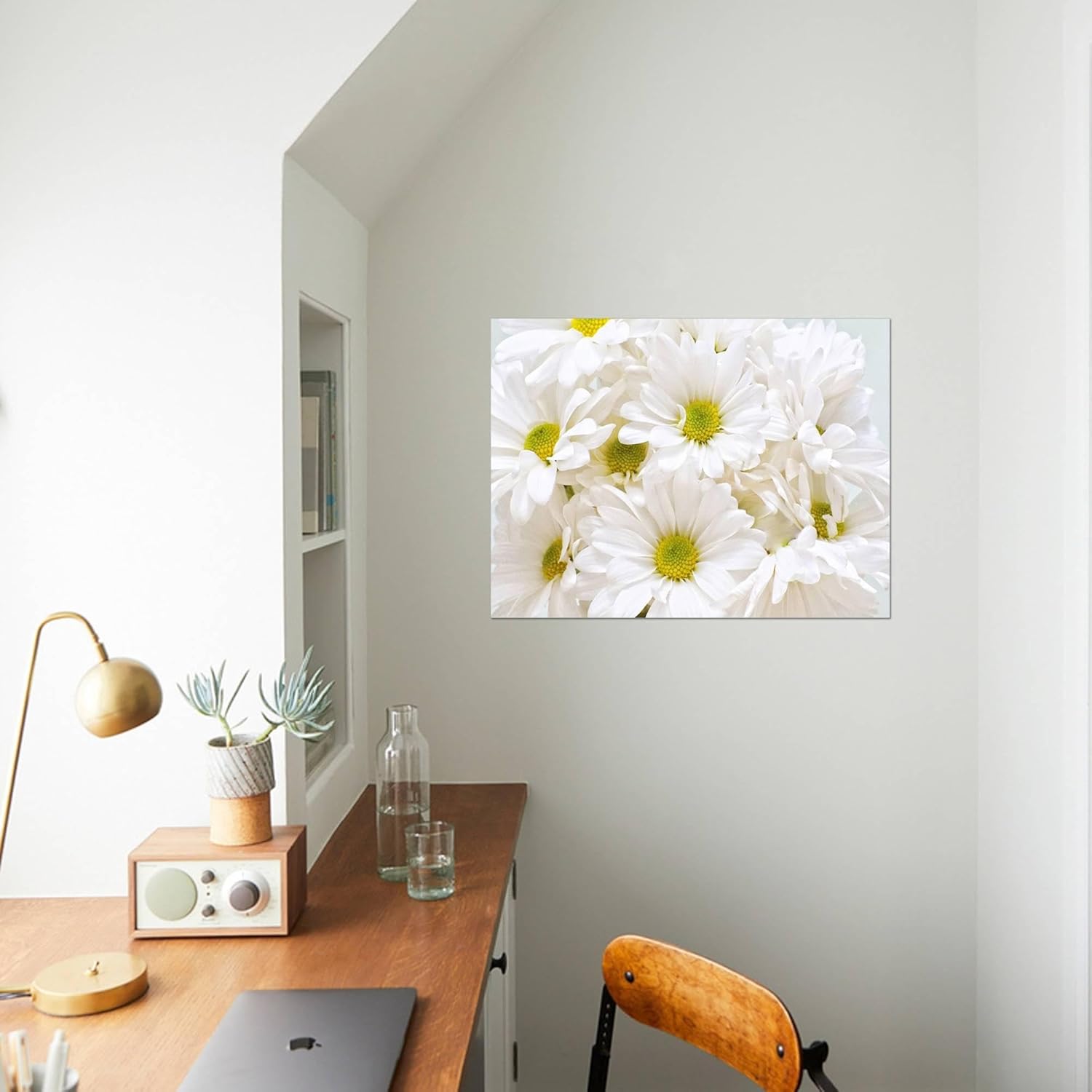 Lienzo decorativo para pared, diseño de margaritas blancas de Gail Peck, decoración botánica, 24 x 18 pulgadas