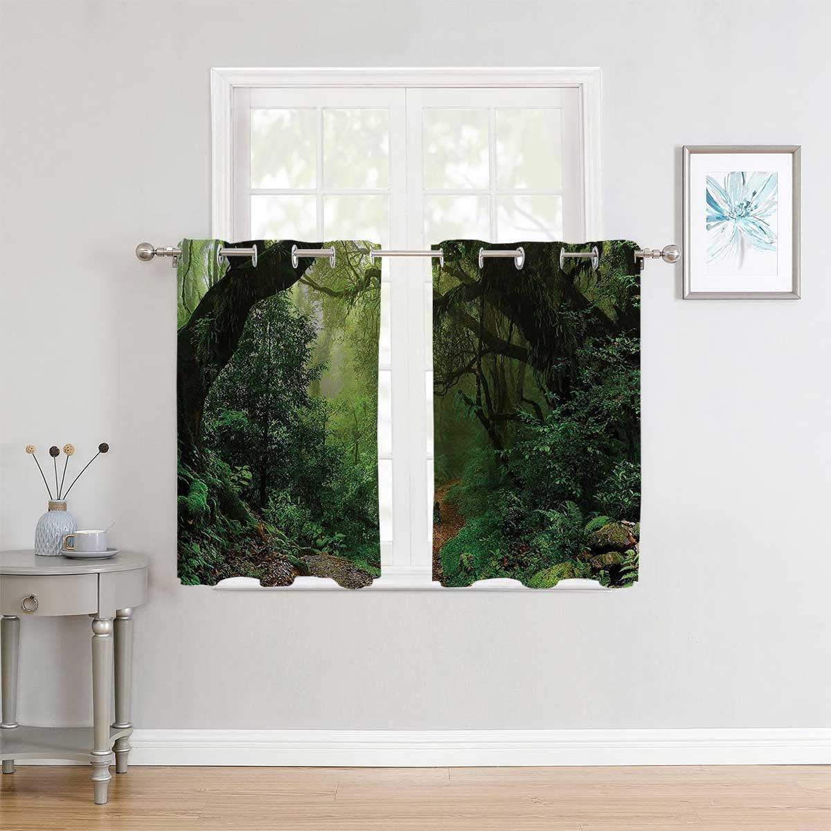 YANFENQI Cortinas para Habitacion – Decoraciones de selva tropical a prueba de sonido para puertas, cortinas opacas con ojales, 55 pulgadas de ancho