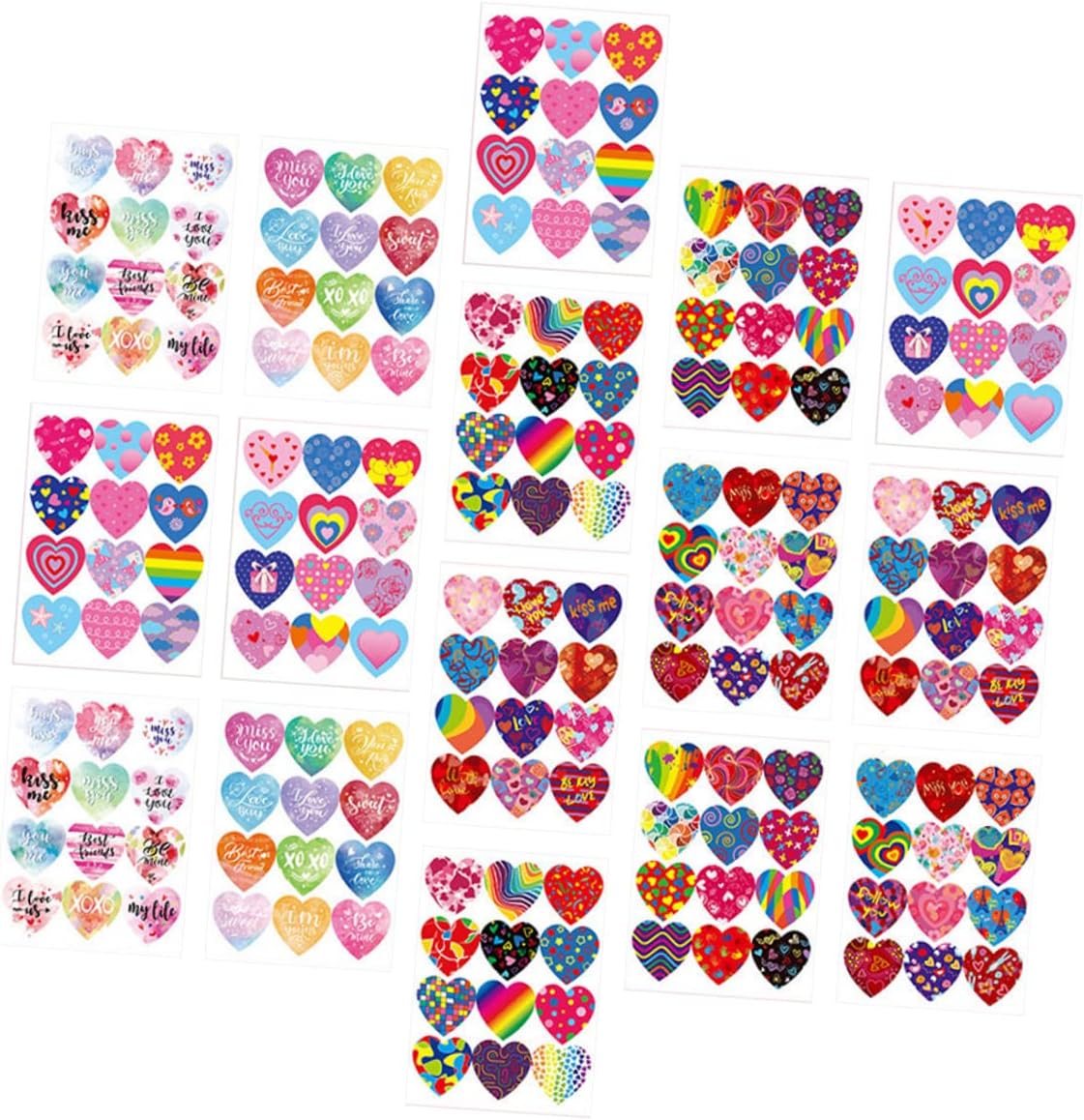 Abaodam 64 Sheets Heart Envelope Sticker Wedding Favors Decorative Stickers Wedding Stickers Gay Pride Gift Stickers Paper Hearts Cutouts Rainbow