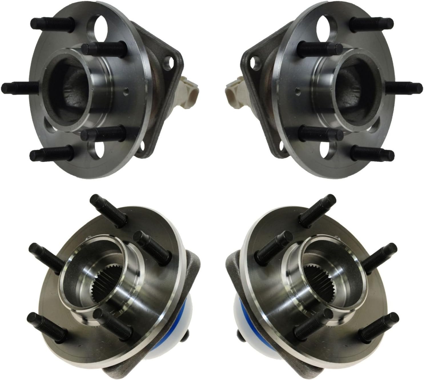 TRQ Kit de 4 cojinetes de rueda y buje delantero y trasero para Buick Chevy Pontiac Saturn