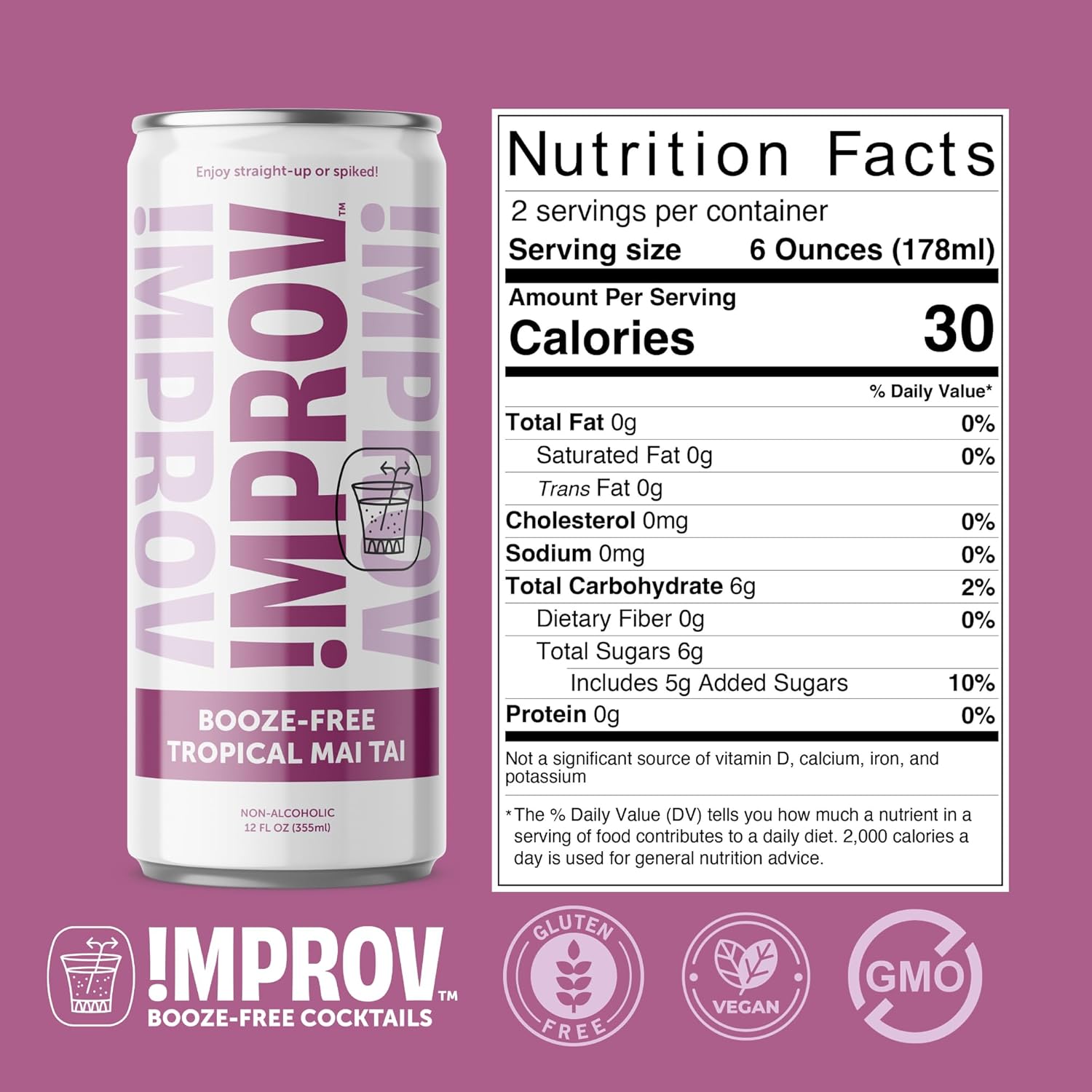 IMPROV Cócteles sin alcohol, bebida sin alcohol de 12 onzas, mezclador de bebidas sin alcohol, vegano, sin gluten, cero prueba (paquete de 4)