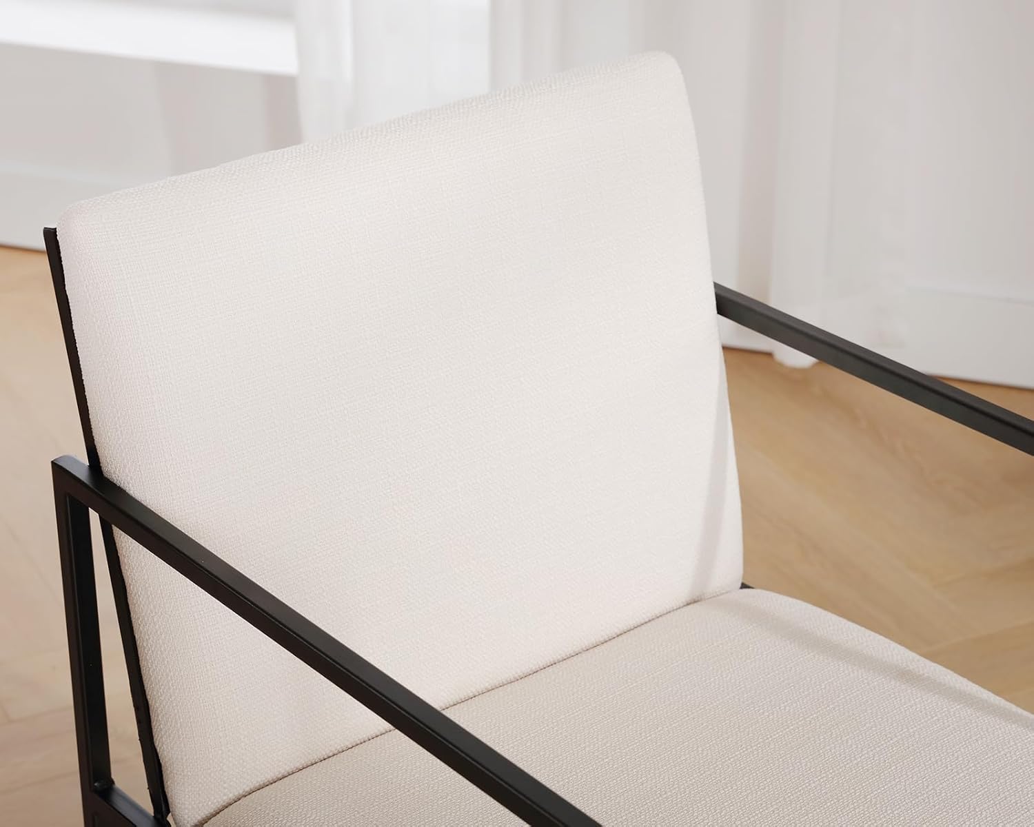 Juego de 4 sillas de cocina y comedor modernas de mediados de siglo, sillas de comedor tapizadas de lino con brazos y respaldo, sillas de cocina,