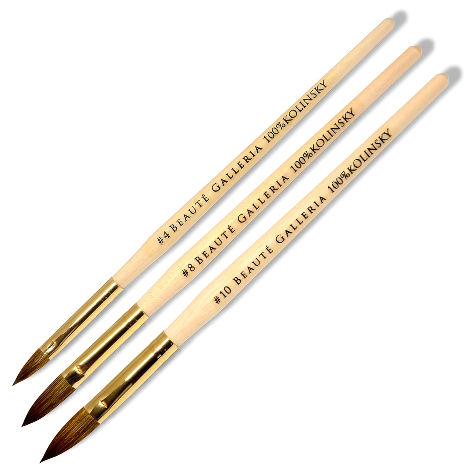 Beaute Galleria Kolinsky Sable – Juego de 3 pinceles acrílicos ovalados para arte de uñas, pintura para detalles de manicura, bolígrafo para arte de