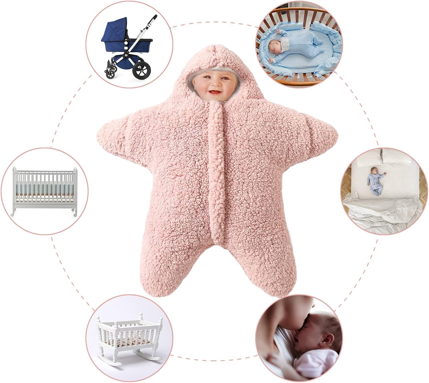 Manta de cochecito para dormir para bebé, a prueba de viento, con diseño de estrella de mar, cálido traje de nieve para bebés recién nacidos,