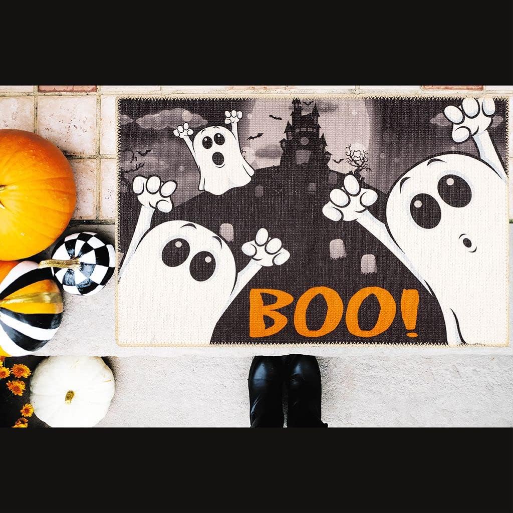 Benissimo Alfombra de Halloween de 24 x 36 pulgadas, 85% algodón, divertida, lavable a máquina, tapete de pasillo para baño, felpudo para decoración