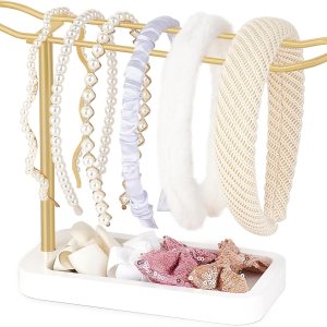Mkono Soporte para diadema de metal, organizador de diadema dorada, organizador de accesorios para el cabello, para mujeres, adolescentes, niñas, Mkono Soporte para diadema de metal, organizador de diadema dorada, organizador de accesorios para el cabello, para mujeres, adolescentes, niñas,
