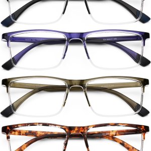 DOOViC Paquete de 4 lentes de lectura con bloqueo de luz azul, flexibles y ultraligeros para hombres y mujeres DOOViC Paquete de 4 lentes de lectura con bloqueo de luz azul, flexibles y ultraligeros para hombres y mujeres