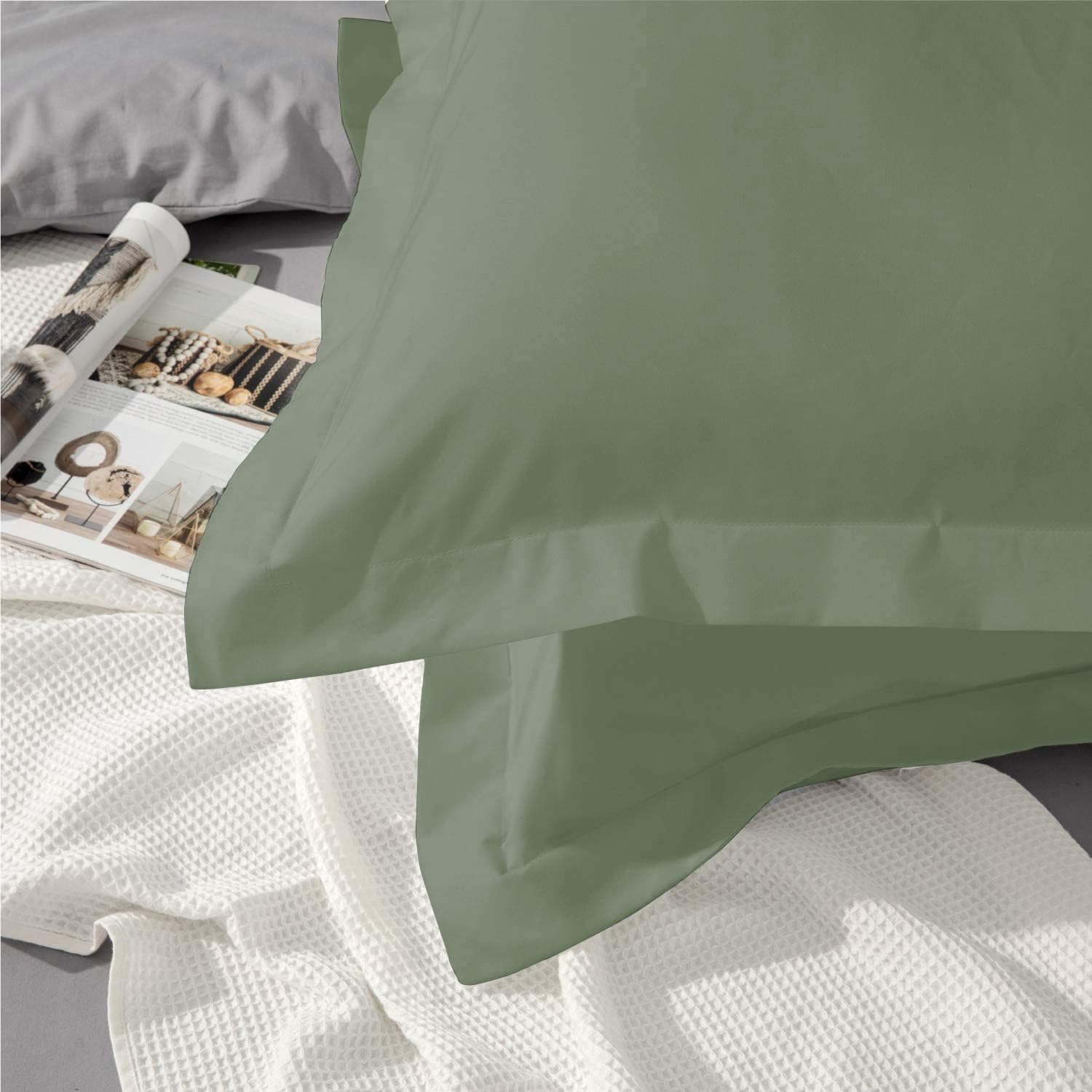 Fundas de almohada de tamaño estándar 100% algodón egipcio de 800 hilos, súper suaves, perfectas y sedosas, tejido de satén (20 x 30 pulgadas)