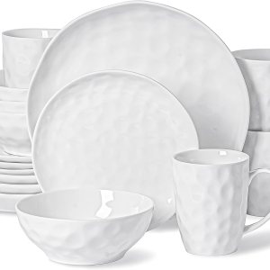 Juego de platos y cuencos, juego de vajilla de 16 piezas, juego de vajilla de porcelana con platos, platos, cuencos y tazas de 450 cc, juego de Juego de platos y cuencos, juego de vajilla de 16 piezas, juego de vajilla de porcelana con platos, platos, cuencos y tazas de 450 cc, juego de
