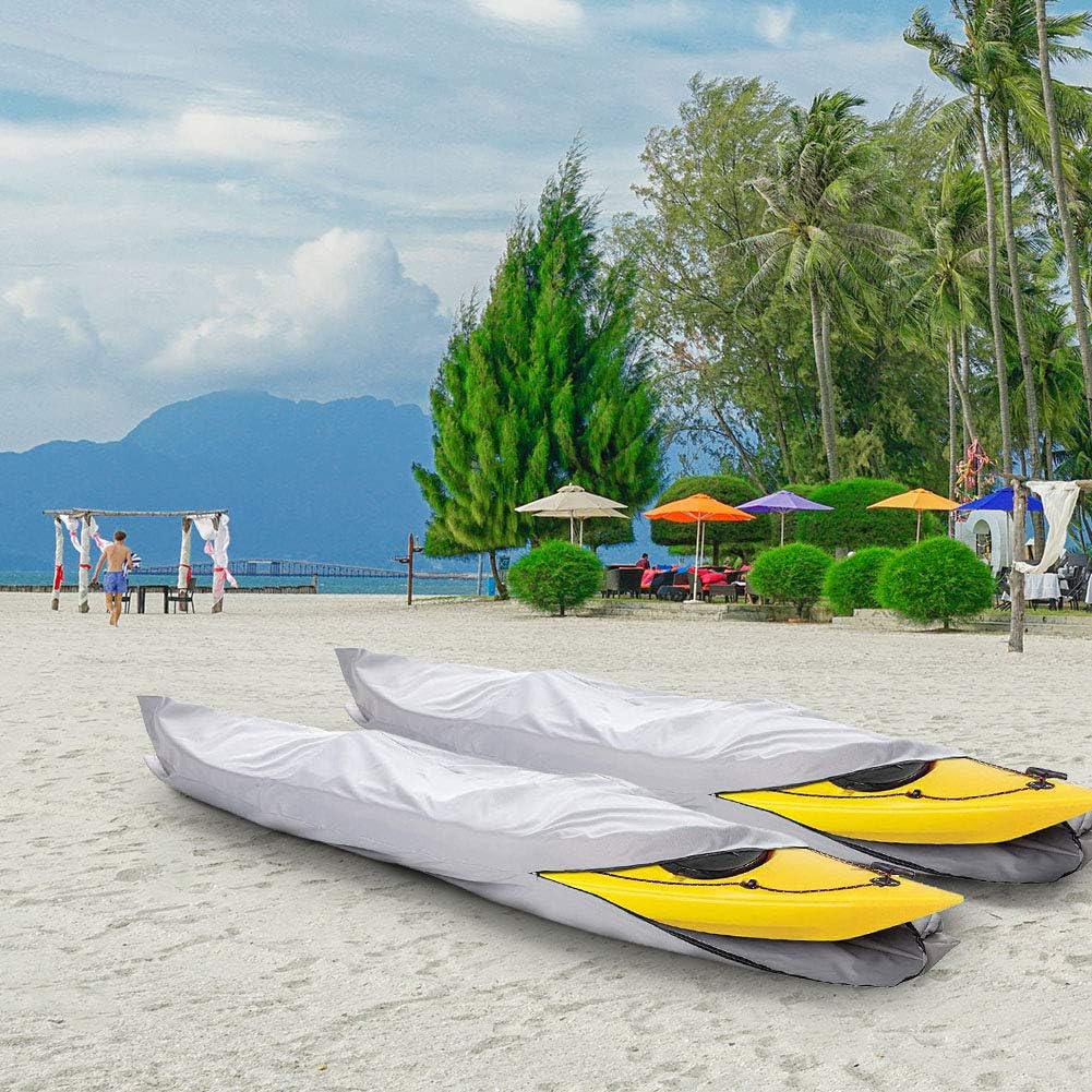 i COVER Cubierta de kayak de 16 pies resistente al agua 600D para kayakcanoa resistente al agua se adapta a kayak o canoa de hasta 16 pies de largo