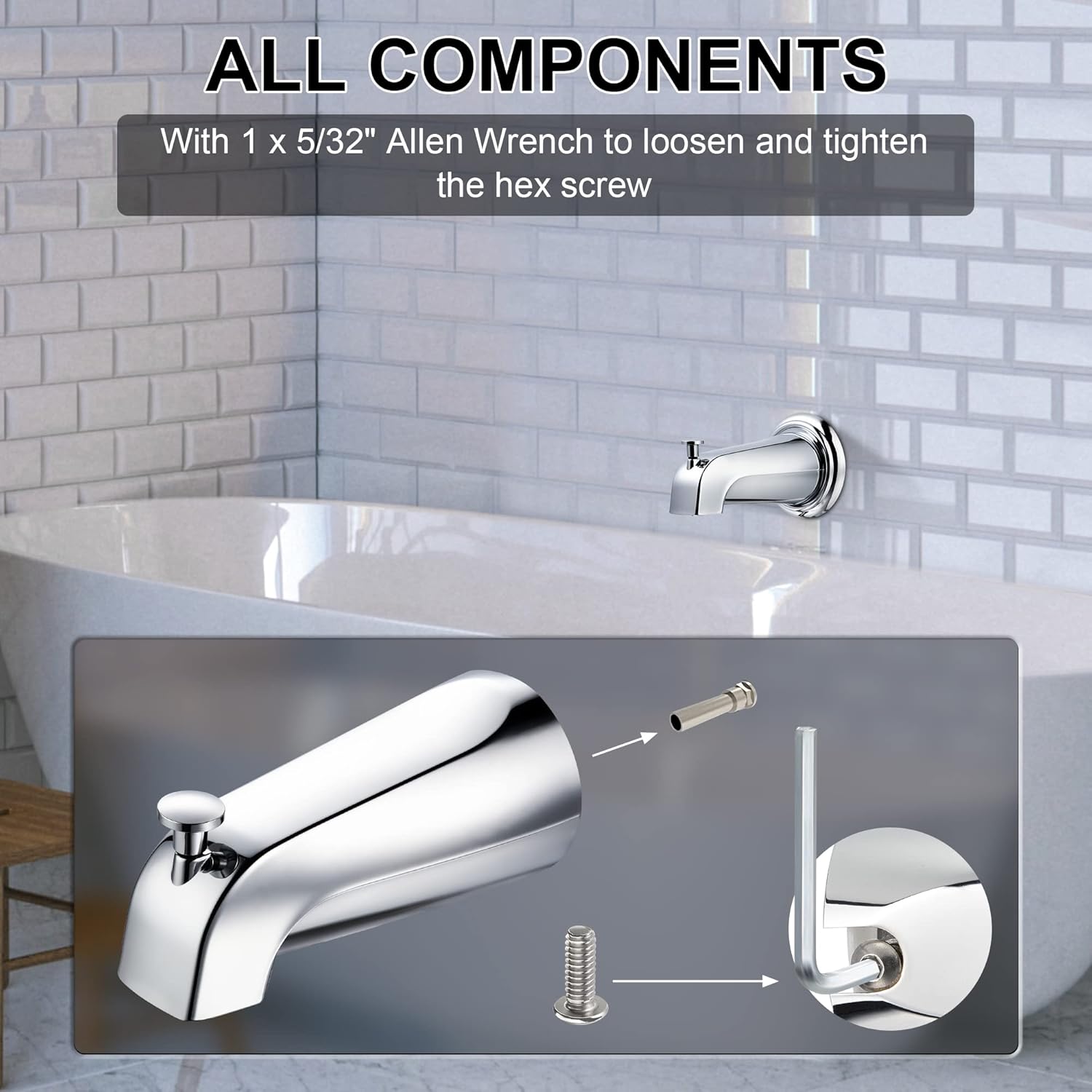 Enhon Boquilla desviadora deslizante compatible con Kohler GP85556, boquilla de repuesto para grifo de bañera de baño compatible con tubo de agua de