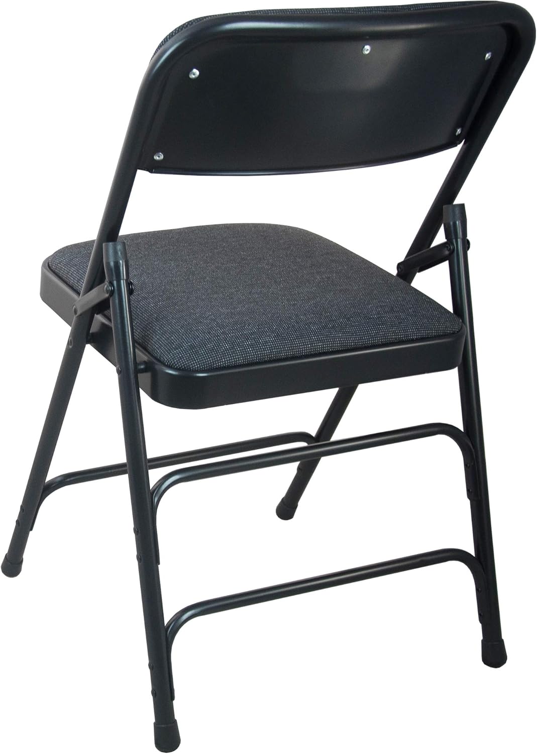 EMMA + OLIVER Paquete de 4 sillas plegables de metal acolchado negro – Asiento de tela negra de 1 pulgada