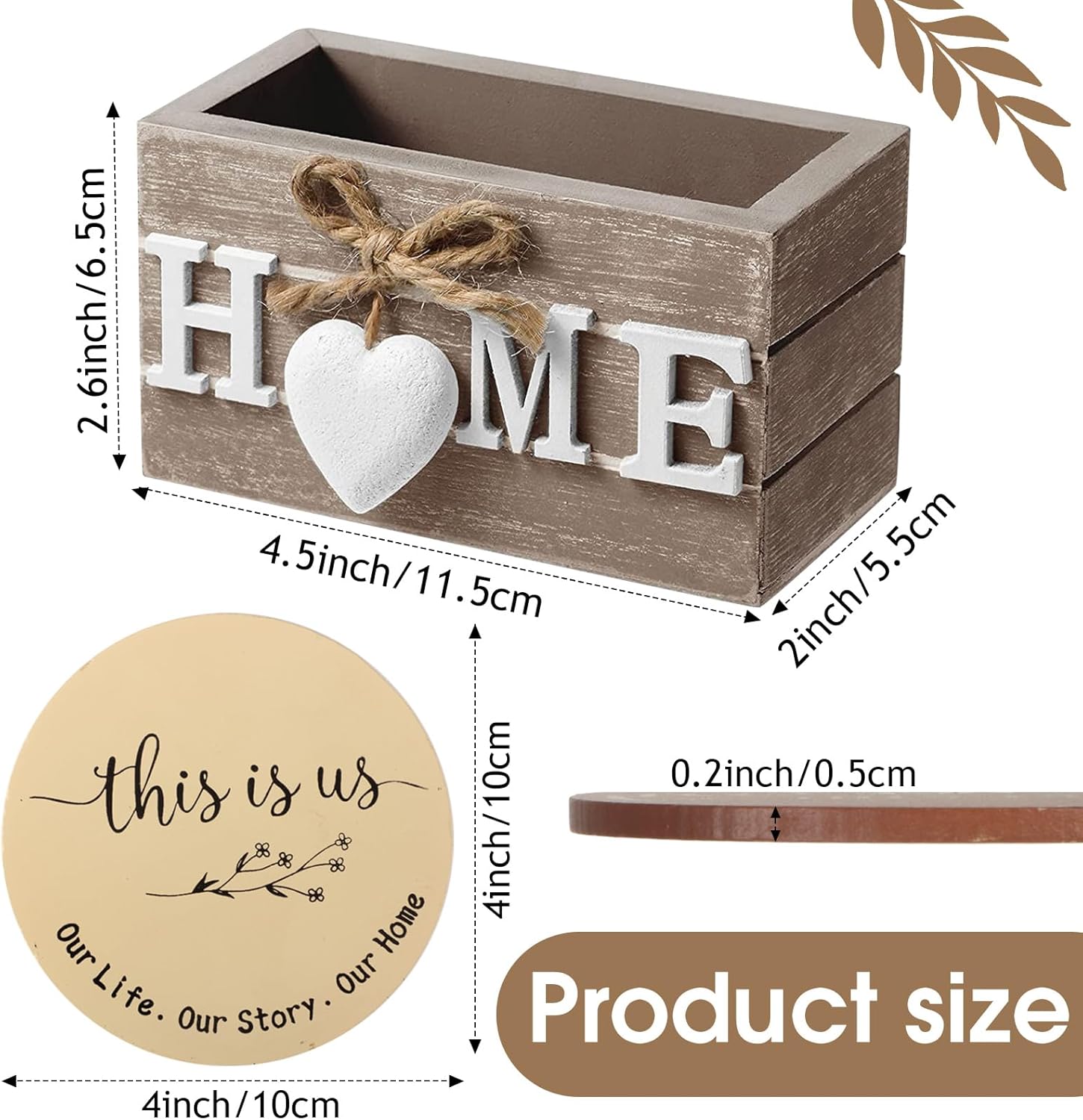 Regalos de inauguración de la casa para decoración del hogar, posavasos de madera con corazón para bebidas, juego de 6 posavasos de granja con