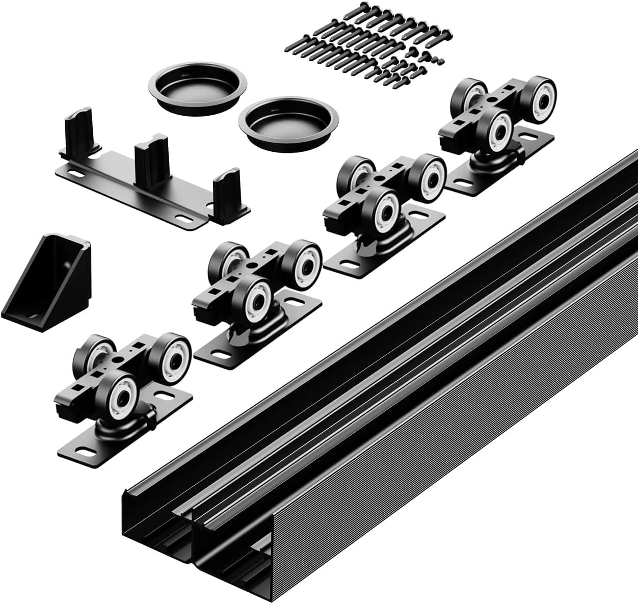 SMARTSMITH Kit de herrajes para puerta de derivación de 6 pies, con 2 dedos pul, para armario, sala de almacenamiento, juego de herrajes para puerta