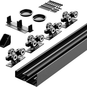 SMARTSMITH Kit de herrajes para puerta de derivación de 6 pies, con 2 dedos pul, para armario, sala de almacenamiento, juego de herrajes para puerta SMARTSMITH Kit de herrajes para puerta de derivación de 6 pies, con 2 dedos pul, para armario, sala de almacenamiento, juego de herrajes para puerta