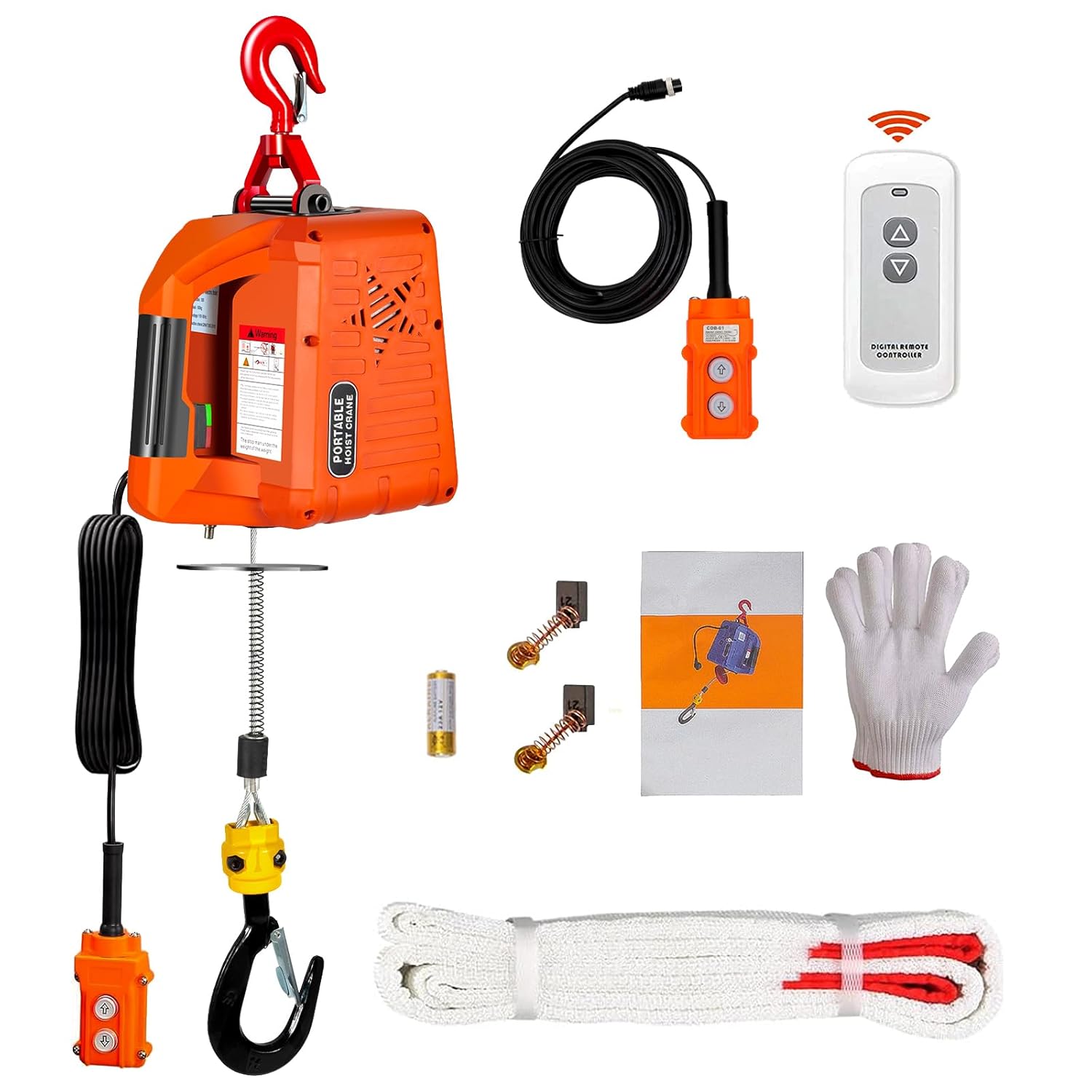 Cabrestante de polipasto eléctrico  2200 libras  25 pies  110 V  cabrestante de polipasto eléctrico 3 en 1  Control remoto manual, con cable e