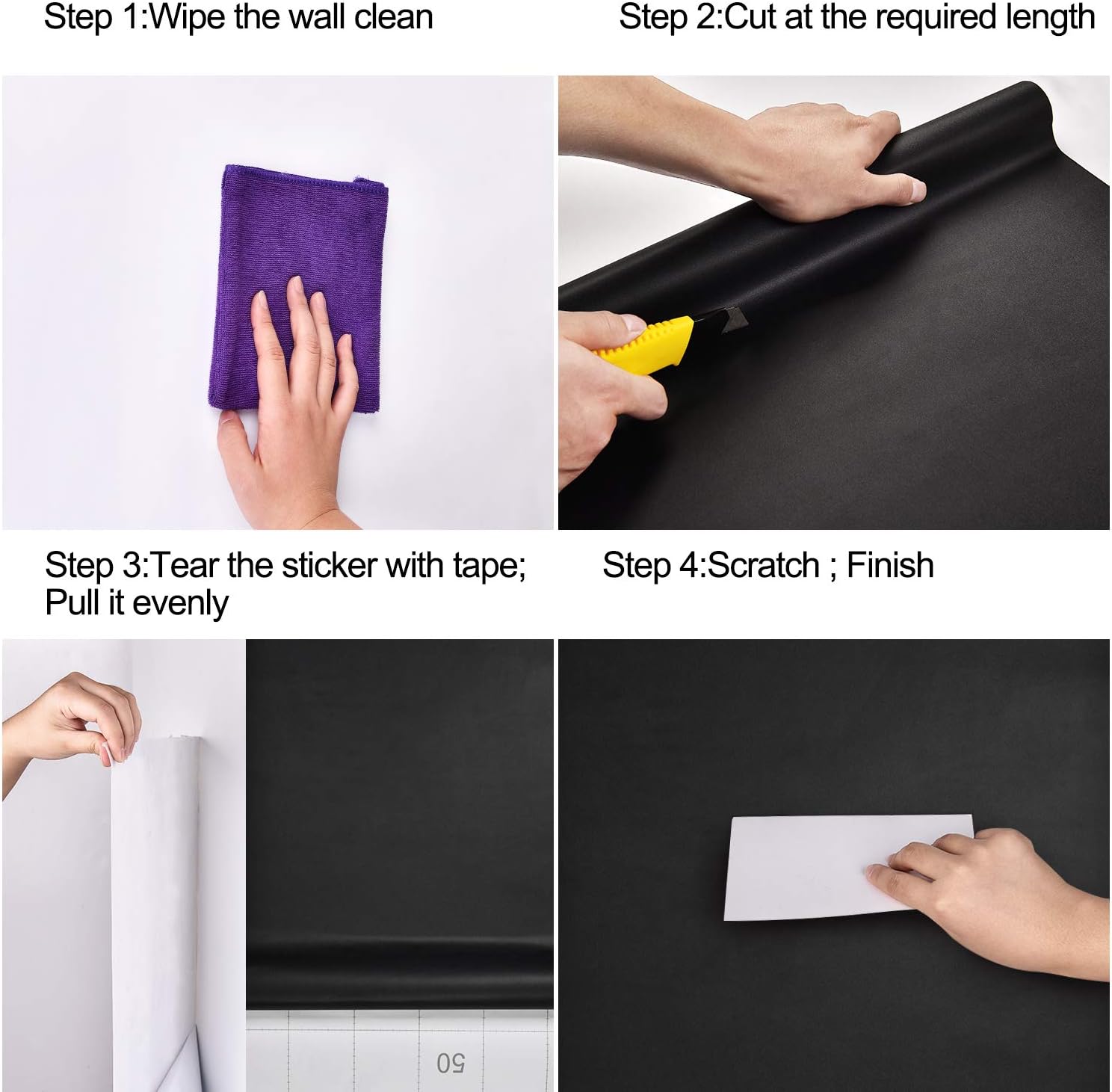 Mecpar – Papel tapiz de vinilo texturizado de color negro liso mate, 15.7 x 78.7pulgadas, grueso, autoadhesivo, desmontable y resistente al agua,