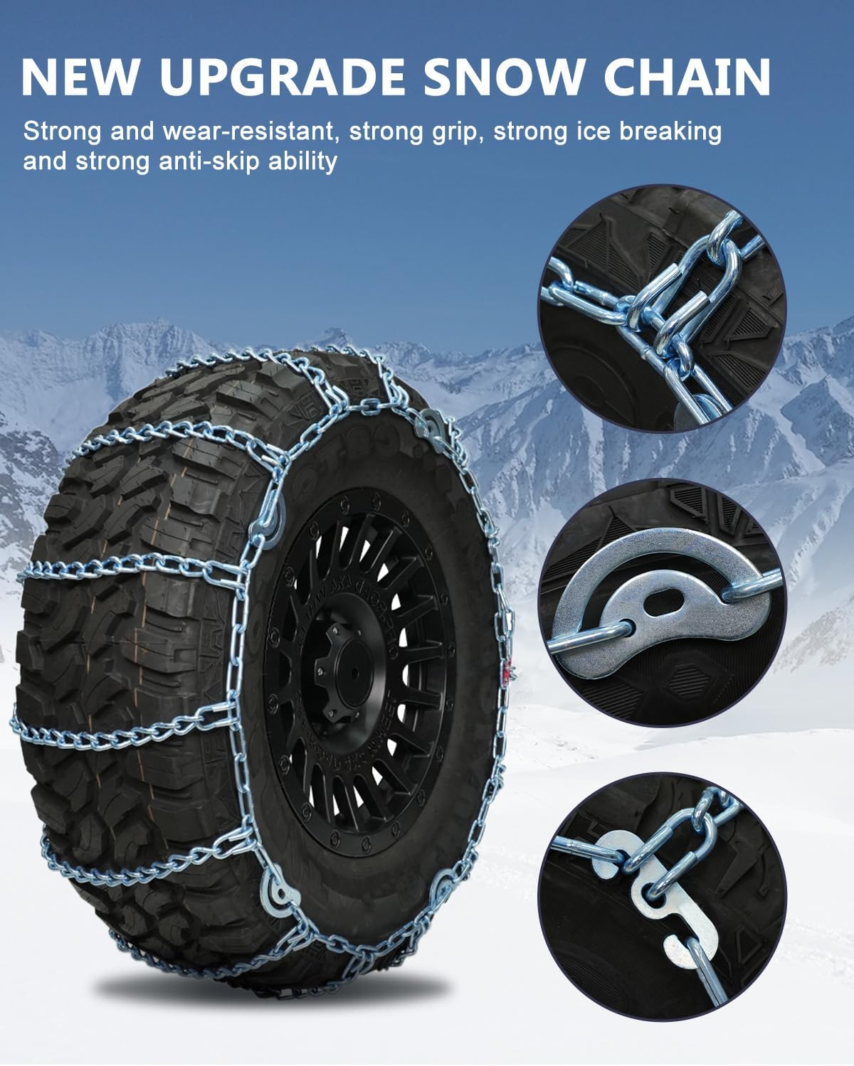 SCITOO QG3229CAM – Cadenas de nieve para automóvil, camioneta, SUV, cadena de tracción universal de neumáticos de emergencia, cadenas de neumáticos