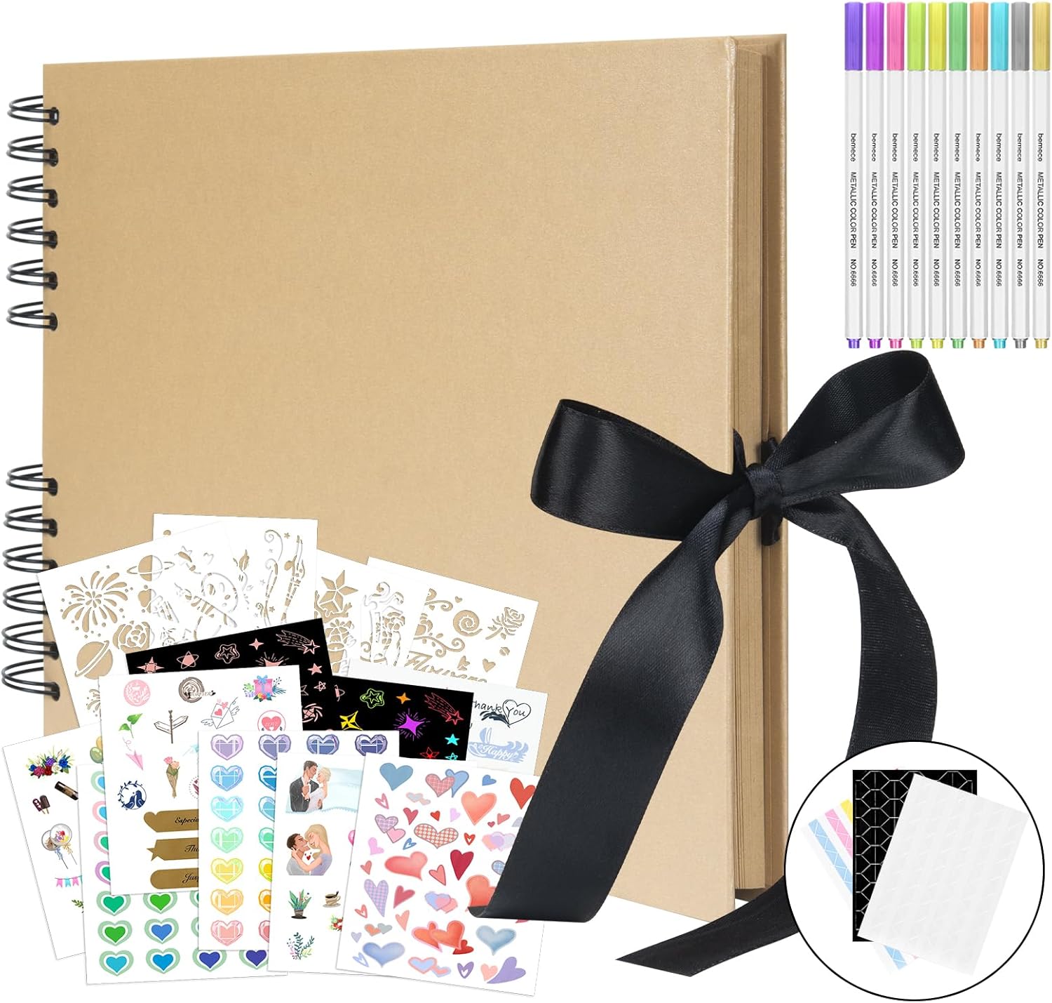 Bemece Álbum de recortes, 80 páginas, álbum de fotos, papel para manualidades, álbum de recortes hecho a mano para aniversario, boda, viajes, baby