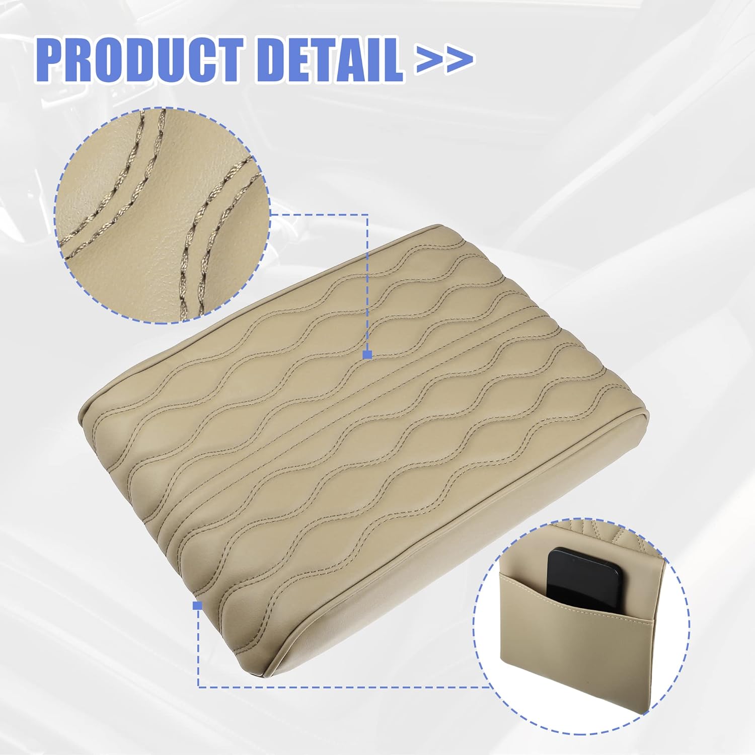 X AUTOHAUX Funda de cojín para reposabrazos de automóvil, almohadilla para consola central, impermeable, de piel sintética, protector de cojín