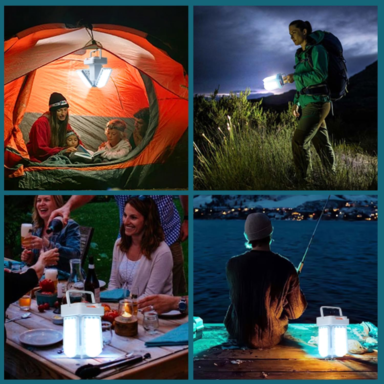 Faroles solares para acampar recargables de 5600 lúmenes, linterna de camping plegable, funciona con energía solar, 3 modos de iluminación, luces