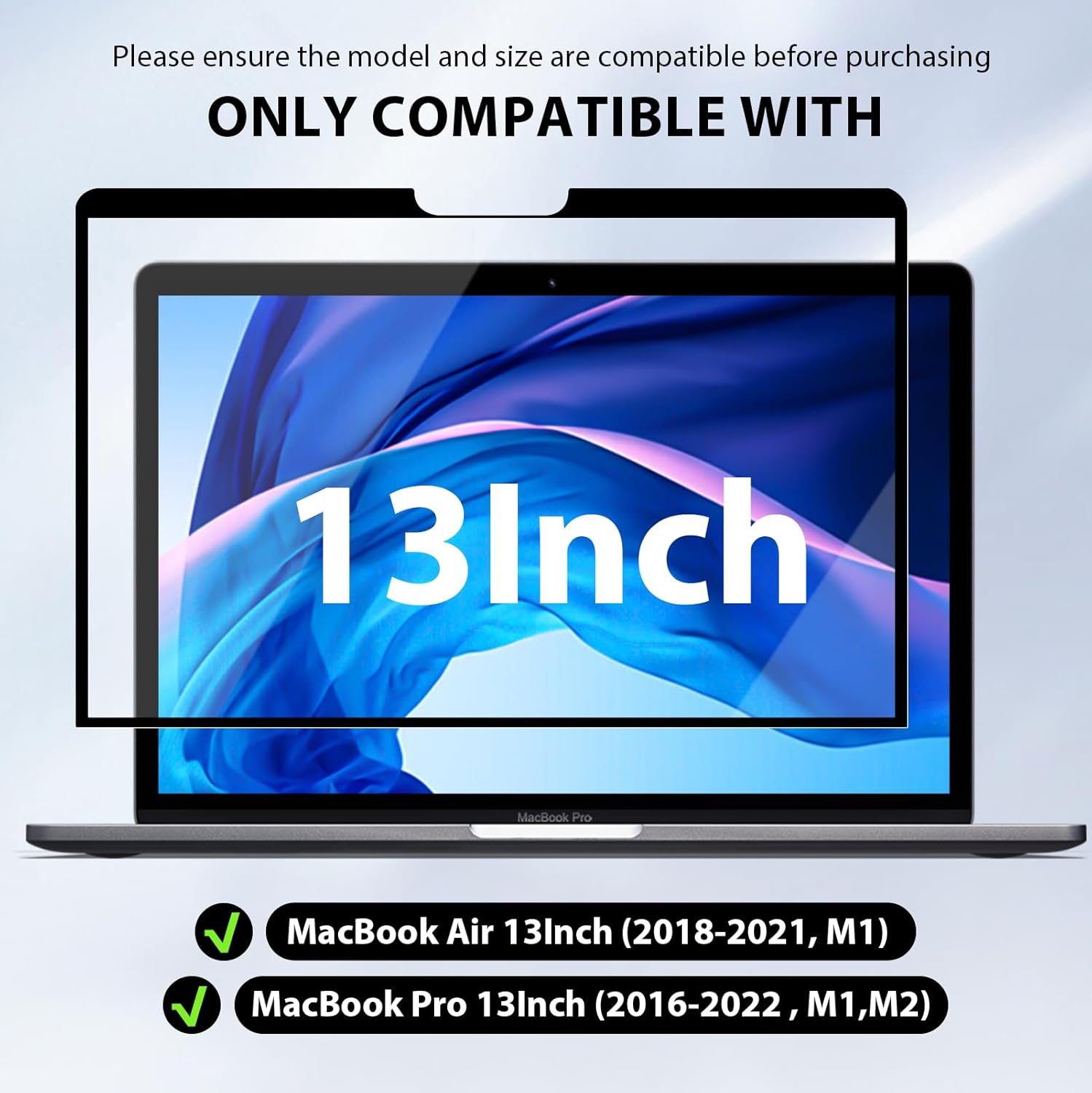 Protector de pantalla antiluz azul compatible con MacBook Pro de 13 pulgadas (2016-2022, M2) y MacBook Air de 13 pulgadas (2018-2021, M1), filtro de