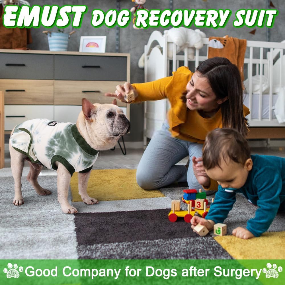 EMUST Traje de recuperación para perros, traje de cirugía antilamidas para perros machos y hembras, alternativa de cono suave para perros después de