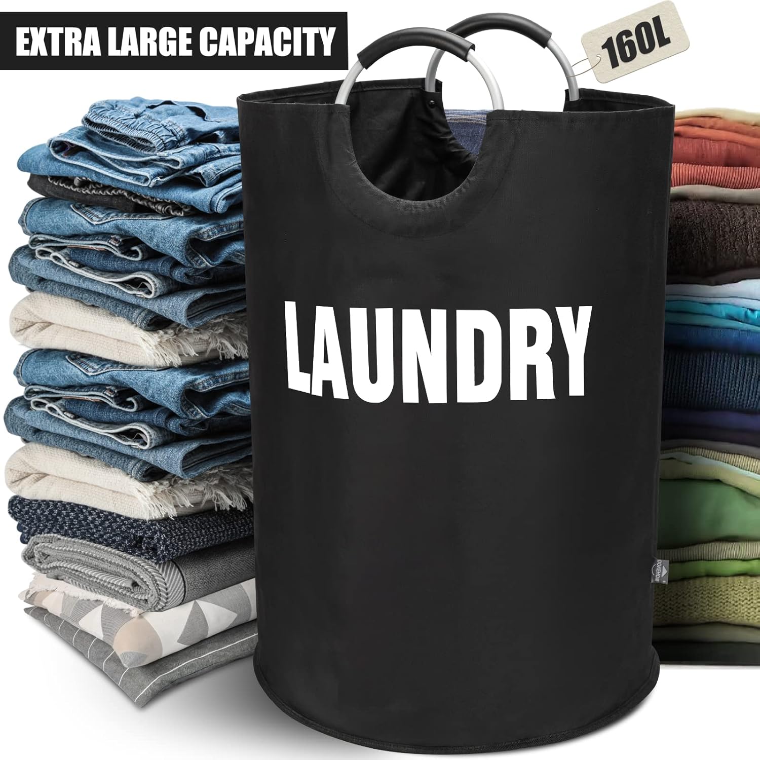 DOKEHOM – Canasta de lavandería extragrande de 160 litros (7 colores), bolsa de lavandería plegable, canasta de ropa alta y autónoma, contenedor de