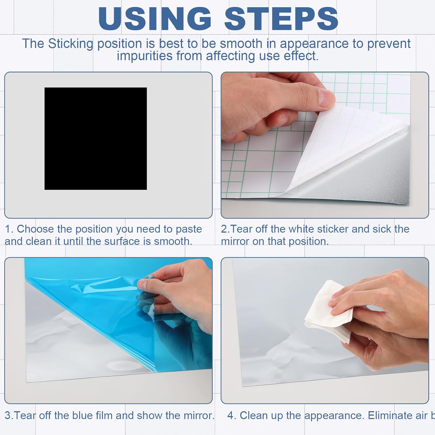 Soaoo 36 piezas de láminas de espejo flexibles autoadhesivas para espejo de puerta, azulejos de plástico para espejo de pared, calcomanías cuadradas