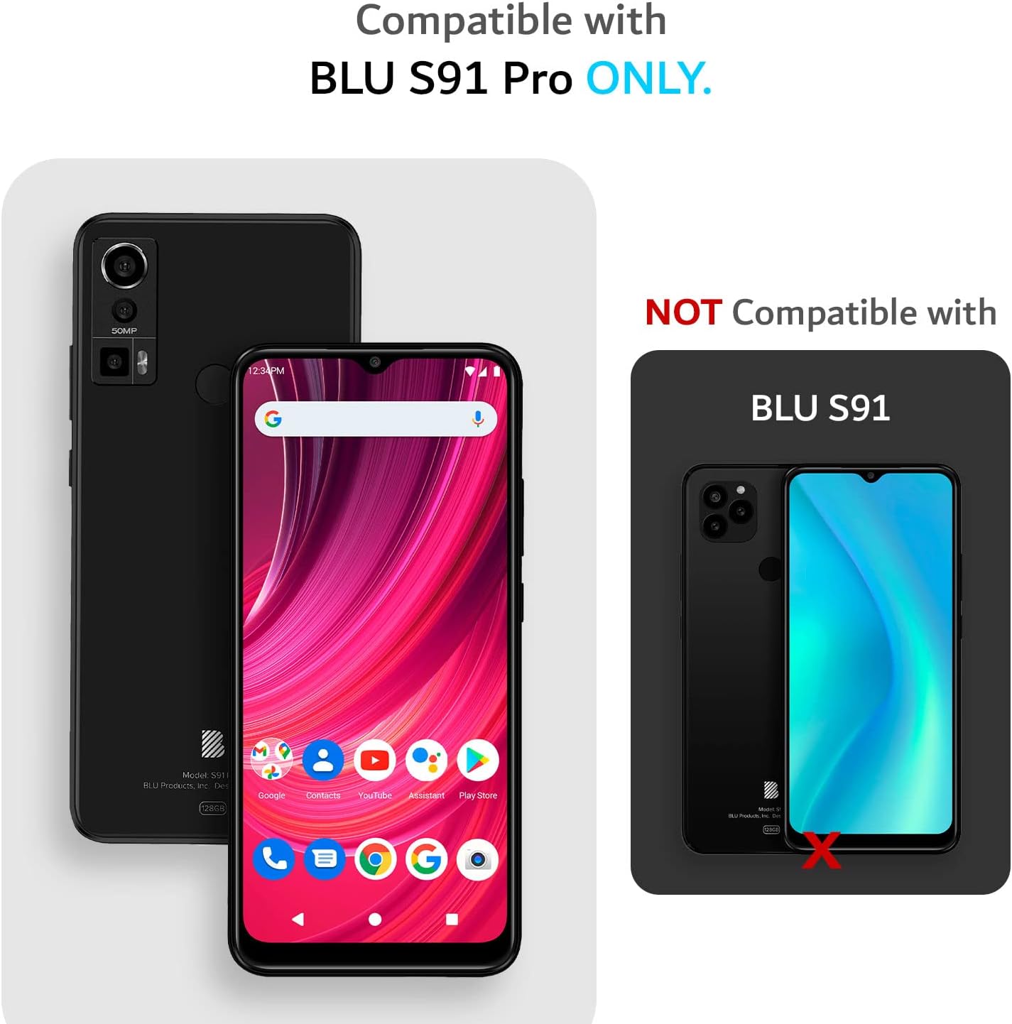 TUDIA DualShield Grip – Funda protectora diseñada para BLU S91 Pro 2022, MergeGrip a prueba de golpes, de grado militar, delgada, de doble capa