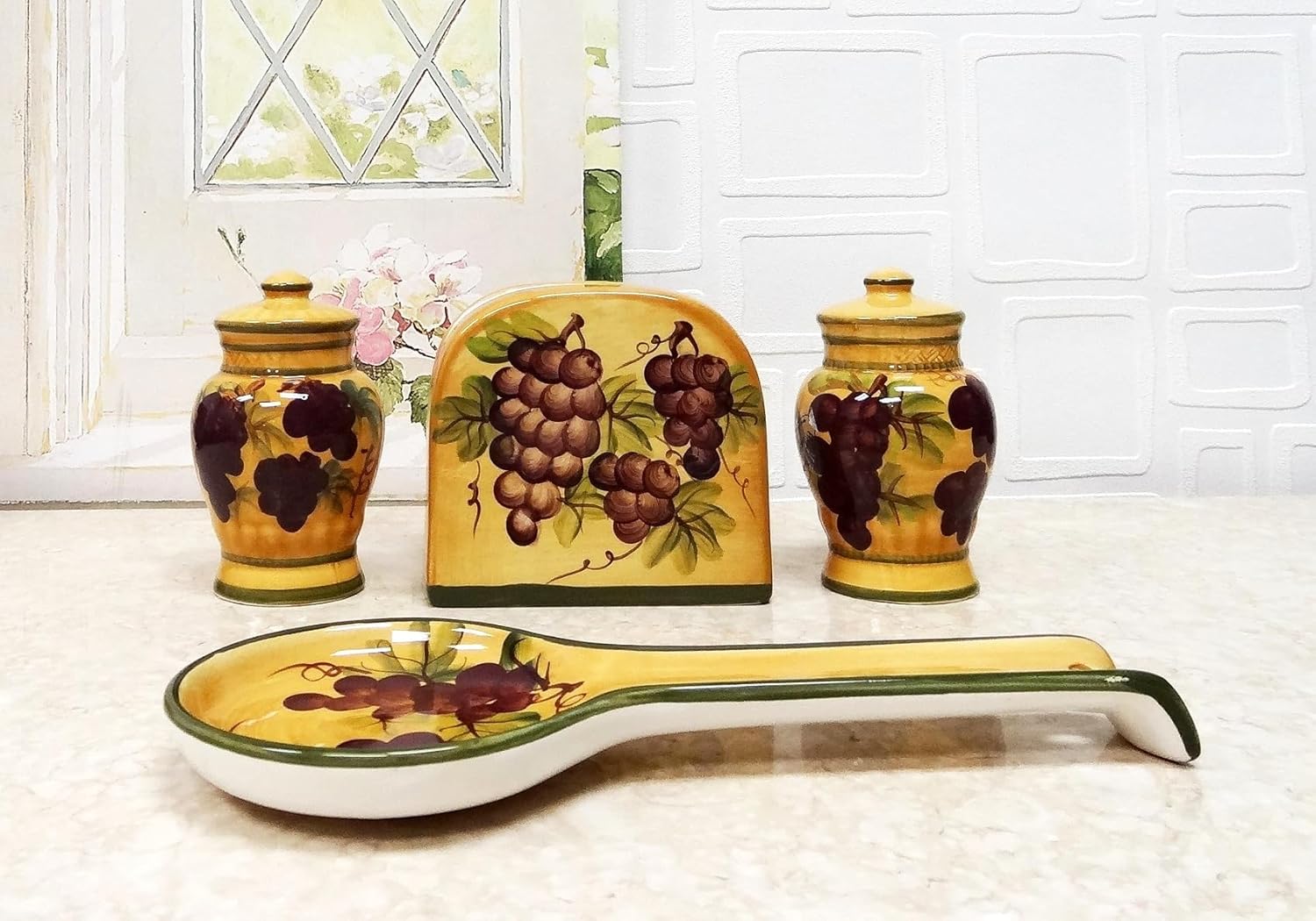 Collection de cerámica pintada a mano Tuscany Grape., SPOON REST