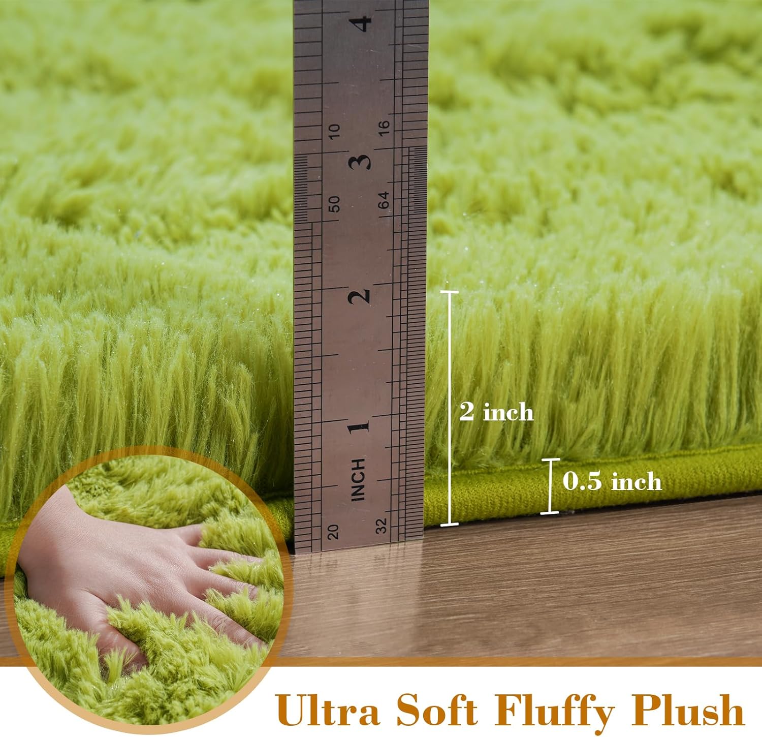 Alfombras verdes para dormitorio, alfombra mullida de 4 x 6 pies, suave y linda, para niños, bebés, niñas, para decoración del hogar, guardería,