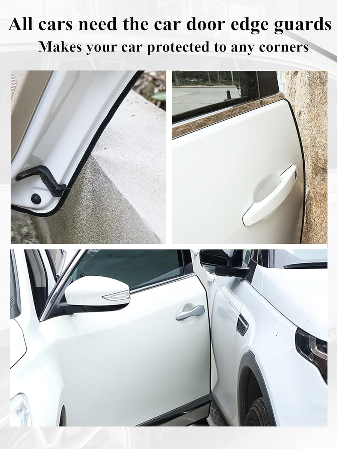 SYOAUTO Protector de borde de puerta de automóvil blanco de 32 pies (32.8 ft), protector de borde de puerta de automóvil para automóviles, borde de