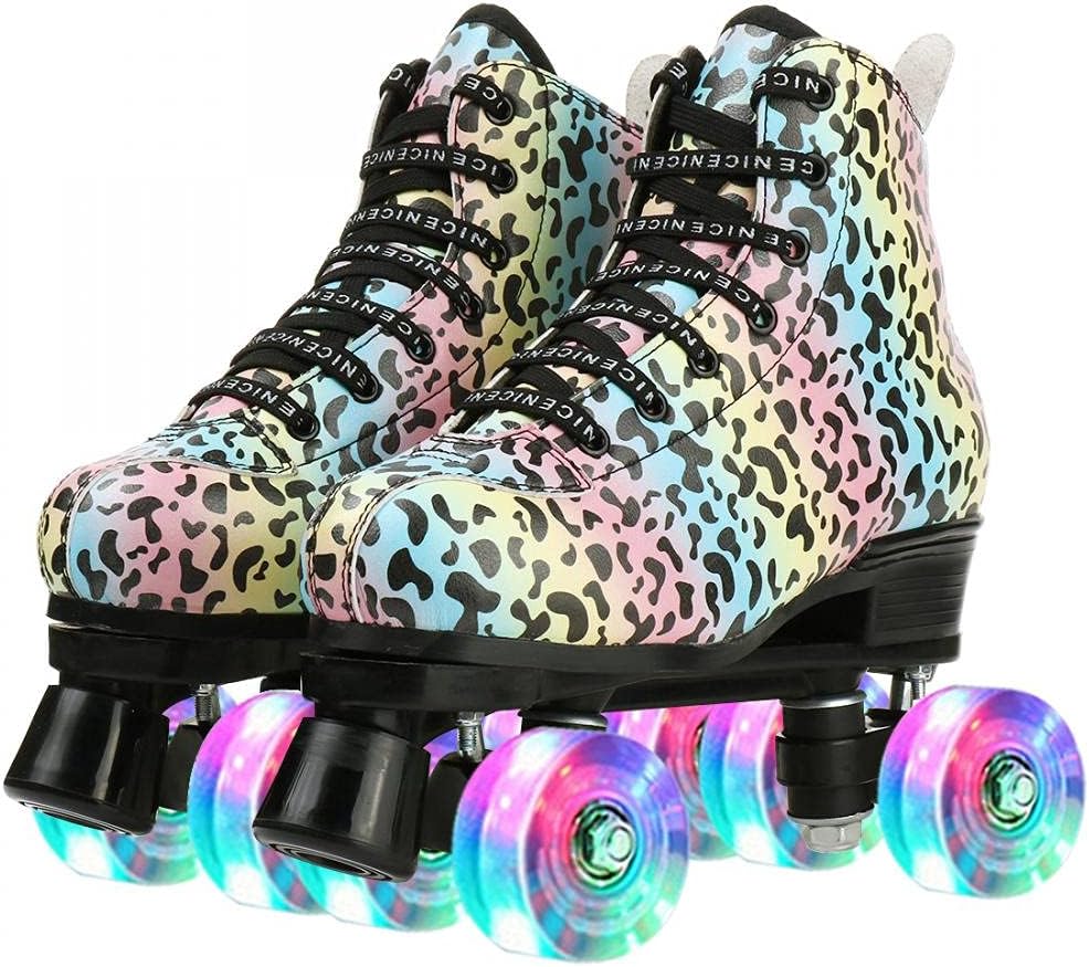 Patines unisex de doble fila, cuatro ruedas, patines altos, patrón de rayos, para principiantes, mujeres, hombres, niños y niñas