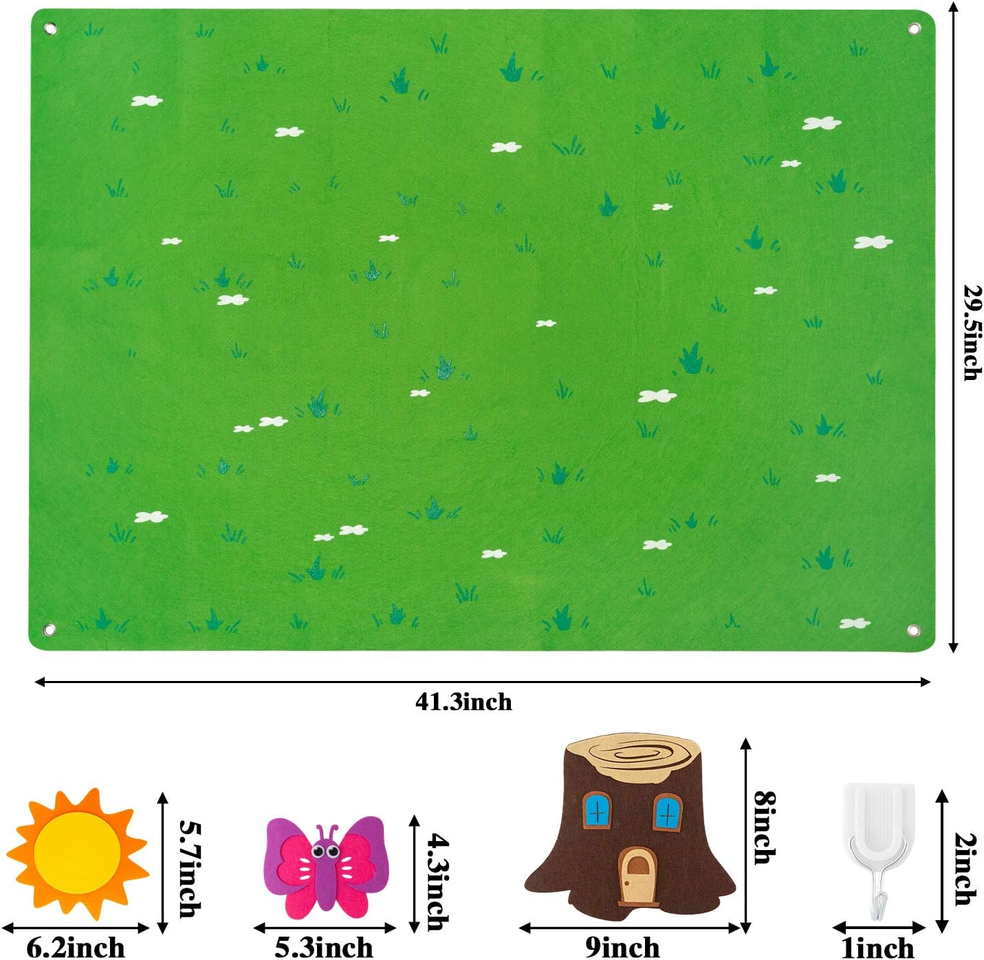 WATINC Juego de historia de tablero de fieltro para enseñanza de insectos, 3.5 pies, 45 piezas, animales preescolares, oruga, abeja, mariposa, - Imagen 3