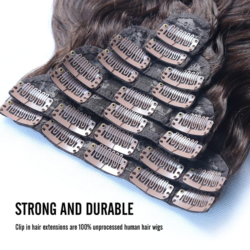 Extensiones de cabello humano con pinzas, 4.23 oz, 8 unidades, ondulado, rizado, grueso, extensiones de cabello humano real natural para mujer (20,
