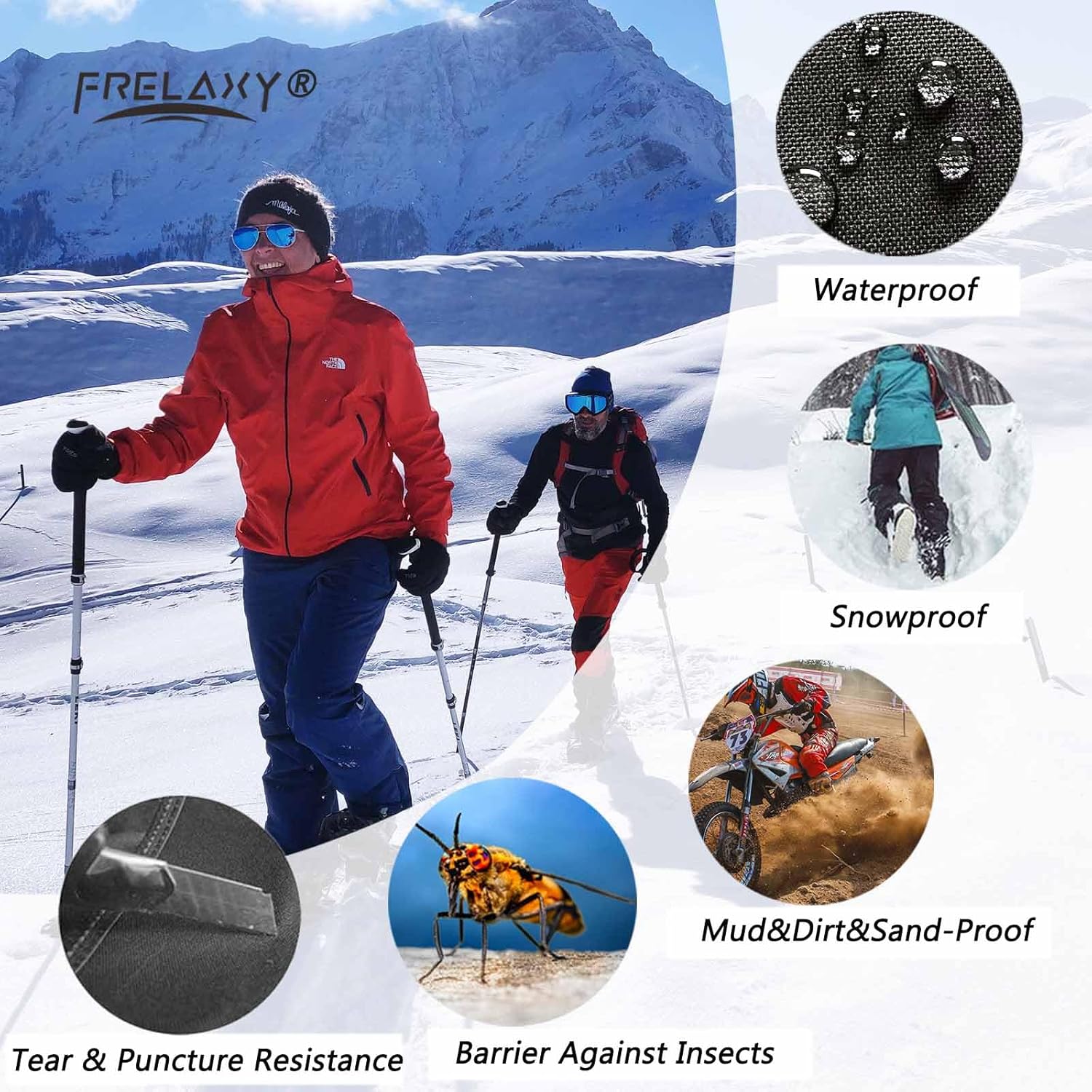 Frelaxy Polainas de caza de ultra alto rendimiento, polainas de senderismo 100% impermeables con correa de goma mejorada, polainas ajustables para