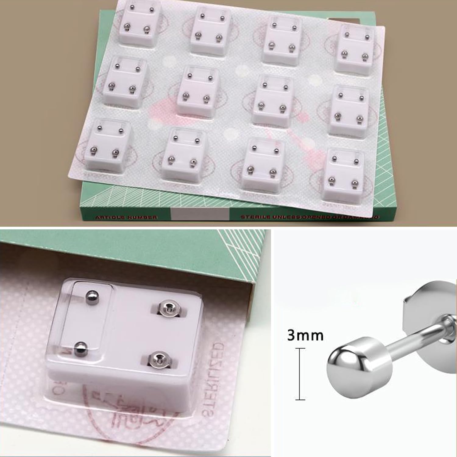 12 pares de piercings de oreja de acero inoxidable, aretes de acero quirúrgico, piercing de oreja de alta calidad, aretes de tapón de oreja, aretes