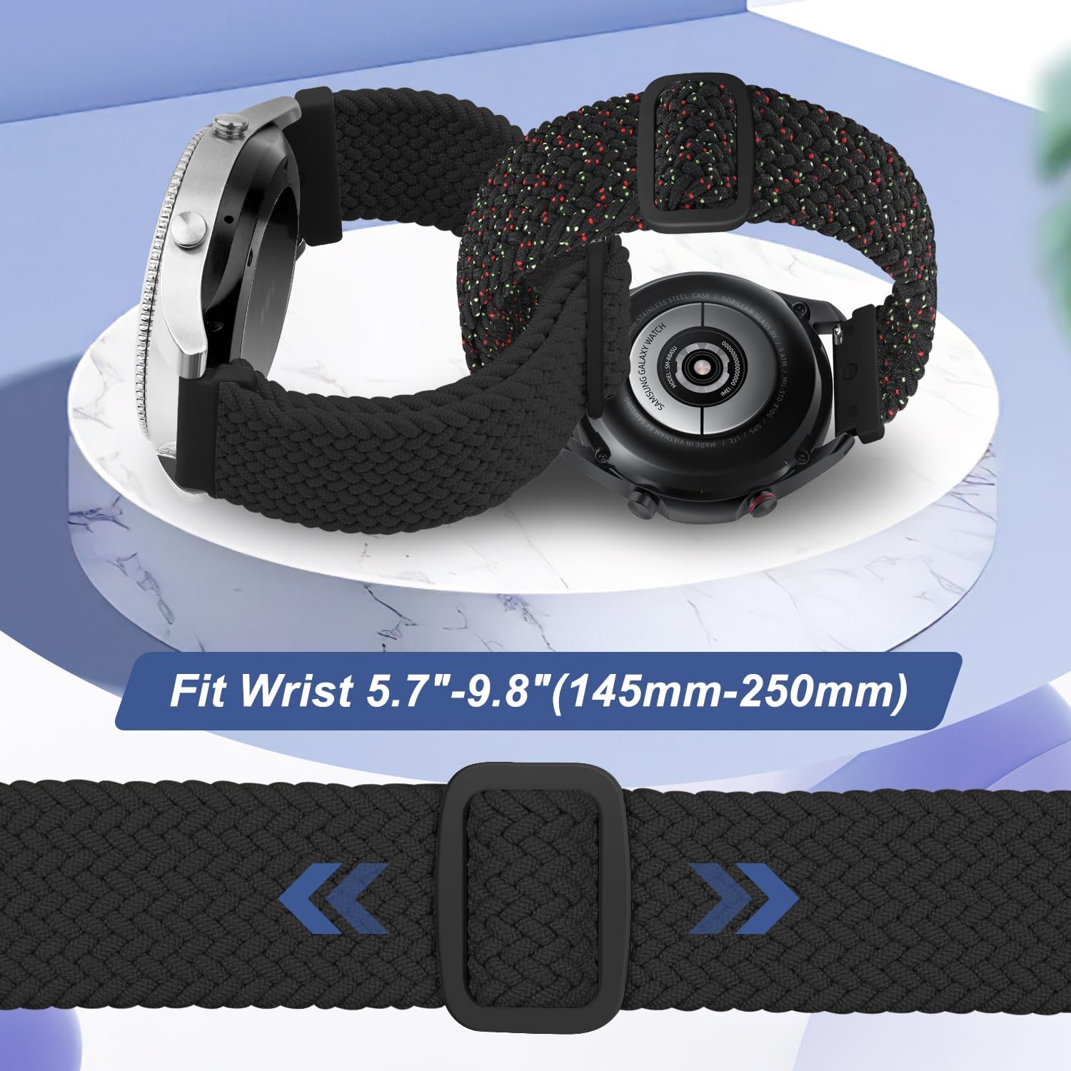 Correa de reloj trenzada de 0.866 in para Samsung Galaxy WatchGear S3Galaxy Watch 3, Garmin Vivoactive 4Forerunner 945, Huawei Watch GT, Amazfit GTR