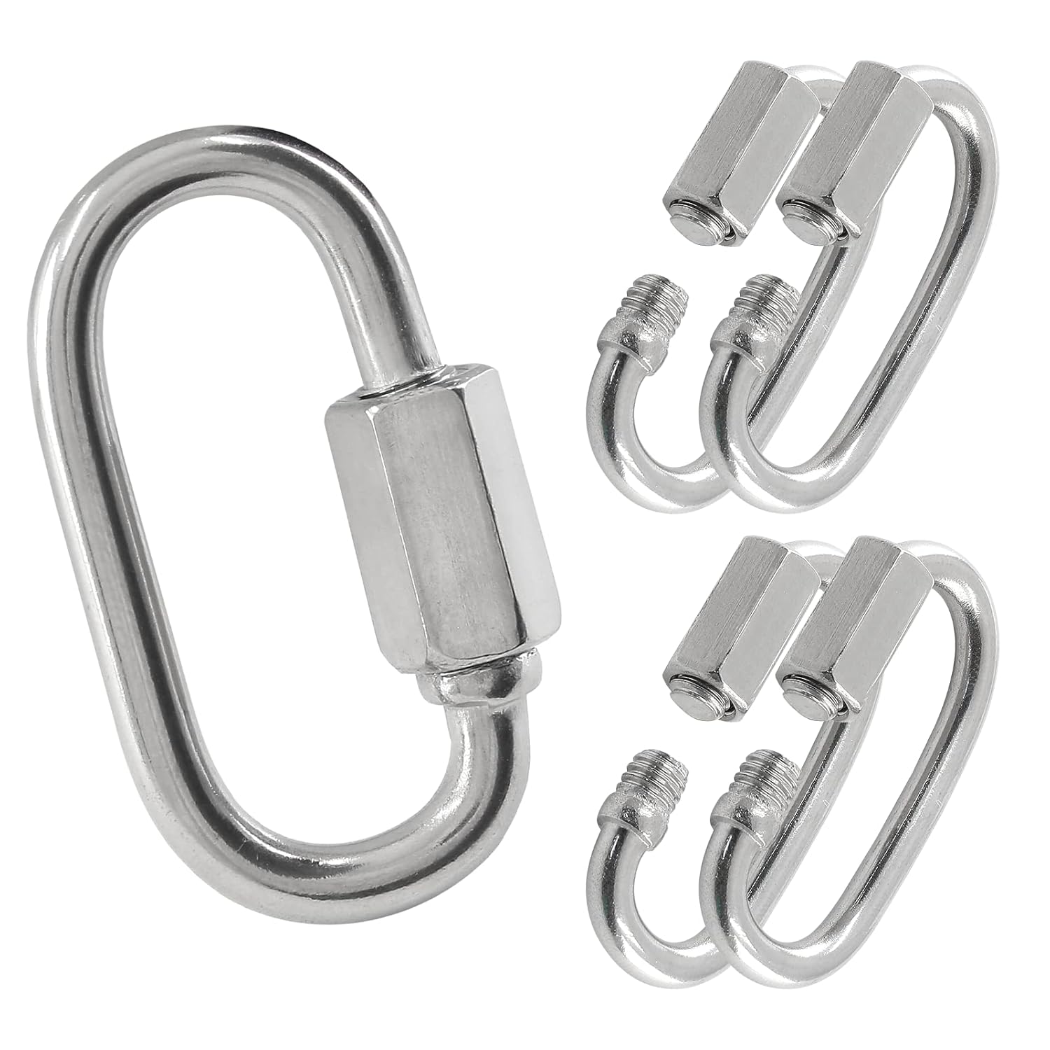 5 eslabones rápidos de 14 de pulgada de acero inoxidable 304 en forma de D, eslabones de cadena resistentes M6 con bloqueo M6, eslabones de cadena