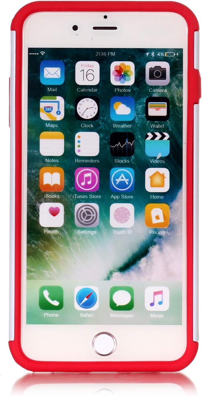Sunshine – Tech Funda para iPhone 7 Plus, diseño deportivo de béisbol, policarbonato duro de absorción de golpes y silicona interior híbrida de